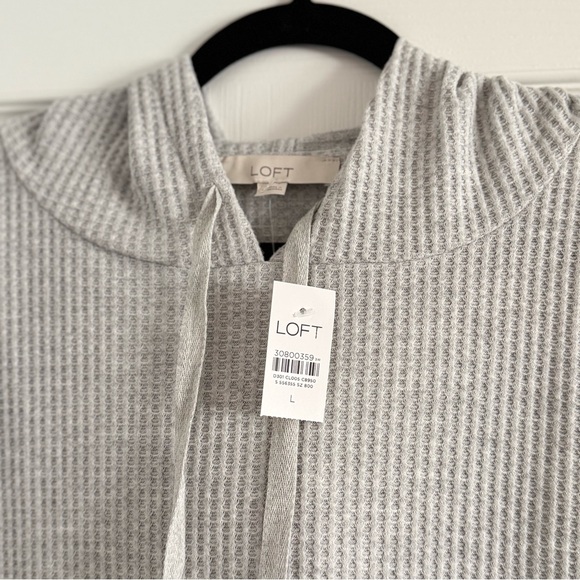 LOFT Gray Waffle Knit Long Sleeve Hooded Top - Picture 5 of 8